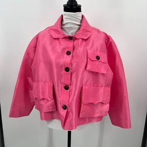 Kika Vargas L Pink Shimmer Scallop Pocket Jacket‎